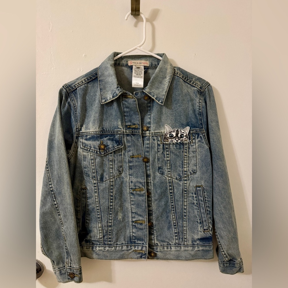 Paul & Joe Sister Denim Jacket with Cat Patch